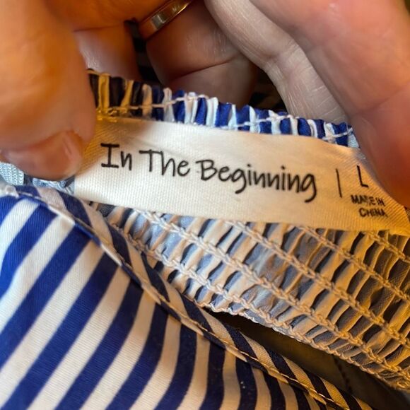 In The Beginning size L sides stripes bows sundress - Picture 6 of 7